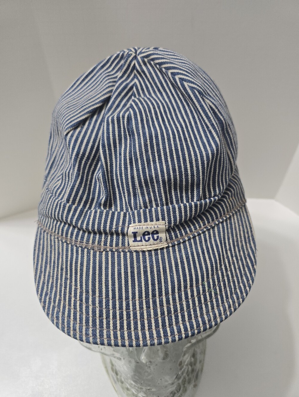 1960's Lee Striped Blue and White Cotton Work Cap